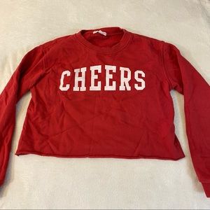 CHEERS Holiday Cropped Crew Neck Sweatshirt